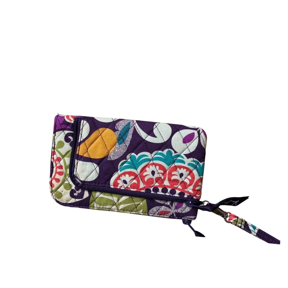 Vera Bradley Purple Floral Quilted Wristlet Wallet and ID Case Set